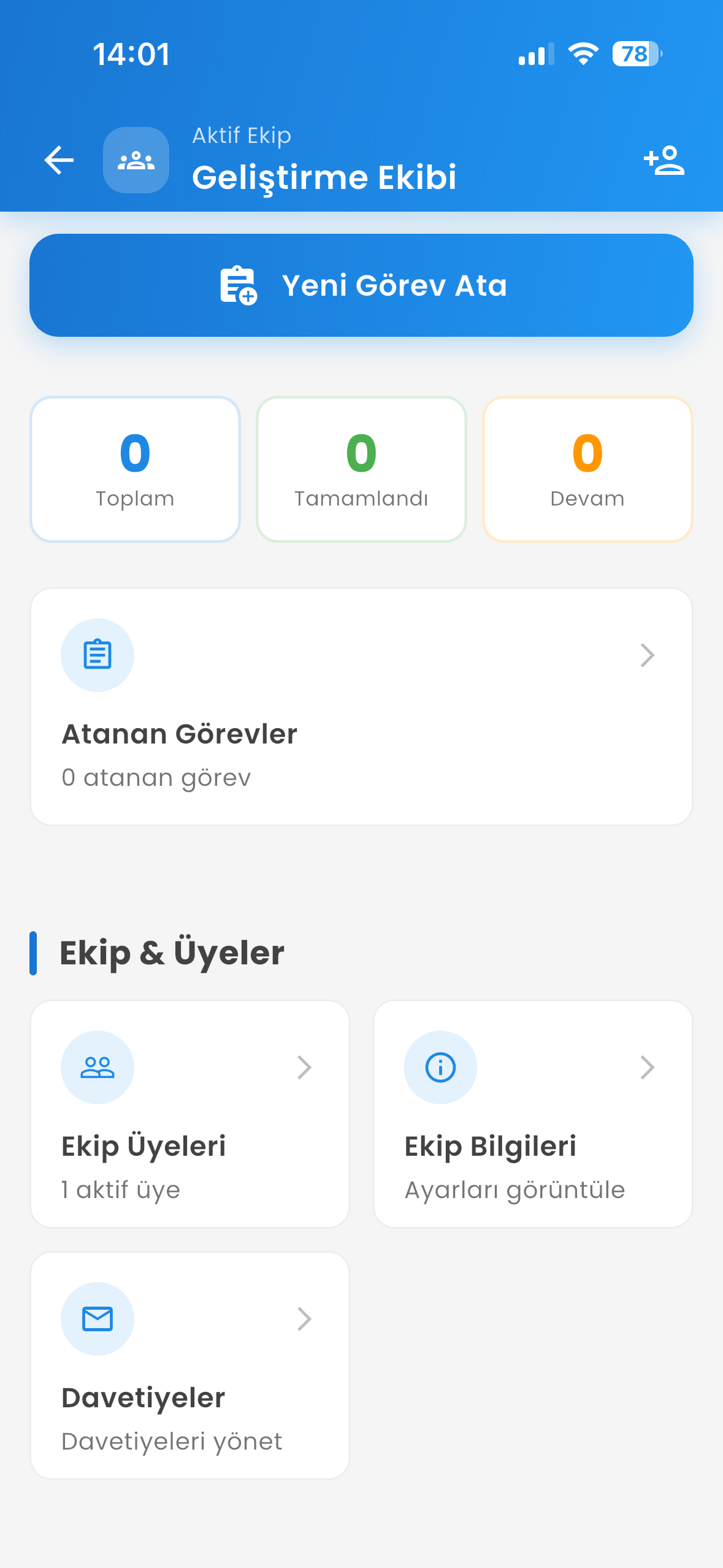 TodoZap Ekip İşbirliği Ekranı