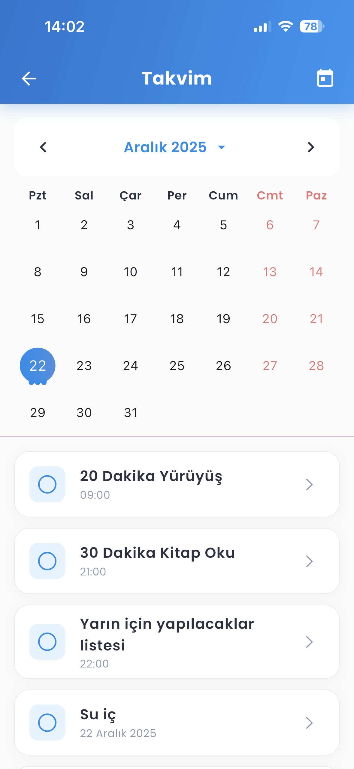 TodoZap Takvim Görünümü